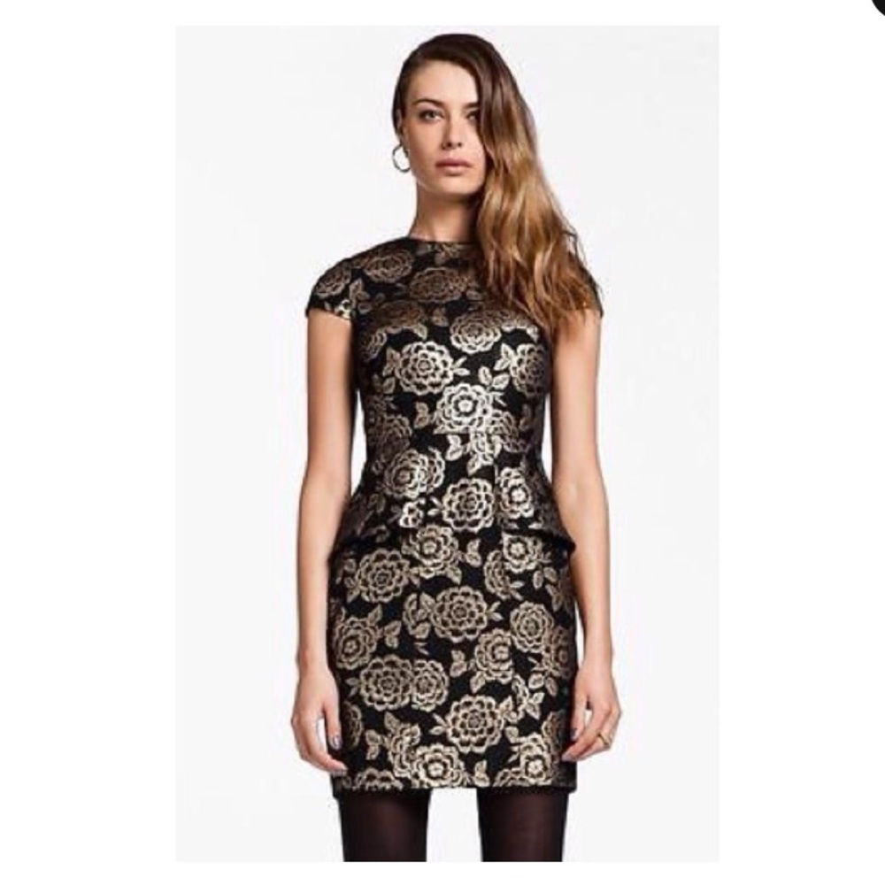 Cynthia  Steffe Black Gold Floral Cocktail Dress